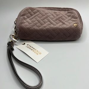 NWT Stephanie Johnson Milan Dusty Plum Wristlet Pouch Velvet - SO CUTE